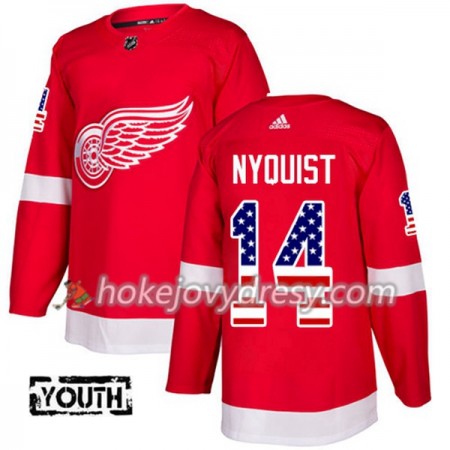 Dětské Hokejový Dres Detroit Red Wings Gustav Nyquist 14 2017-2018 USA Flag Fashion Černá Adidas Authentic